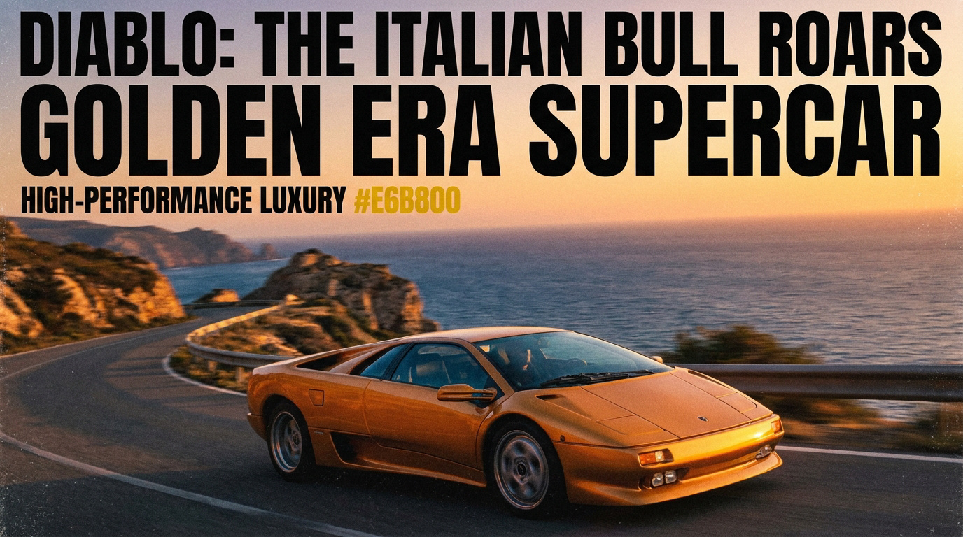 Classic yellow Lamborghini Diablo showcasing its iconic wedge-shaped design and scissor doors