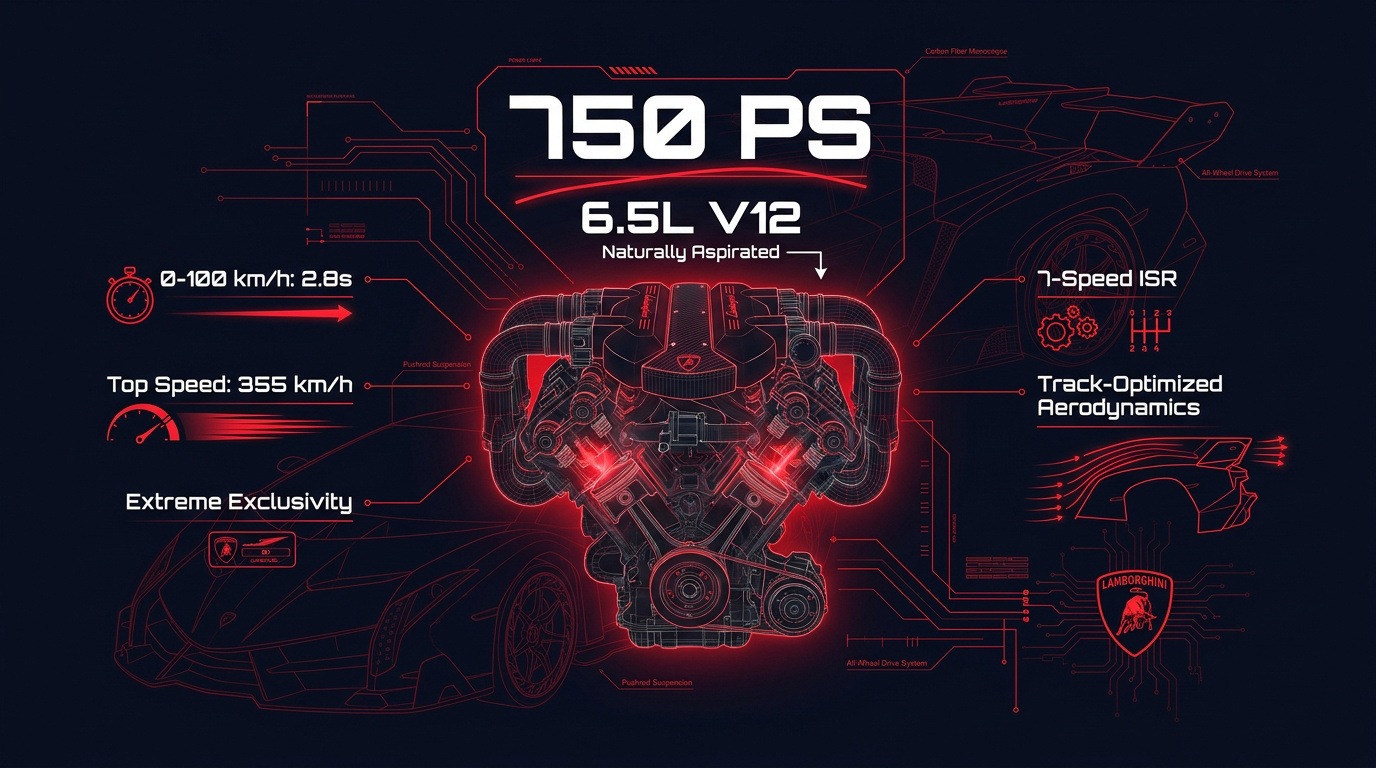 Lamborghini Veneno V12 engine and aerodynamic rear wing details